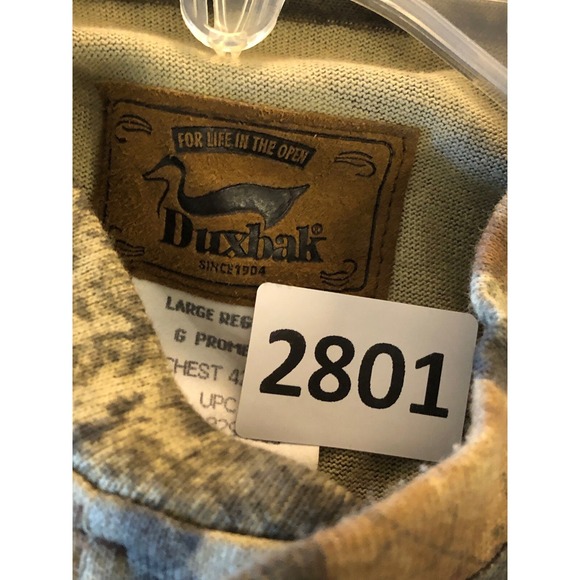 Duxbak Shirt Men Large Brown Camo Henley Outdoor Workwear Camp Hike Casual - Picture 9 of 9